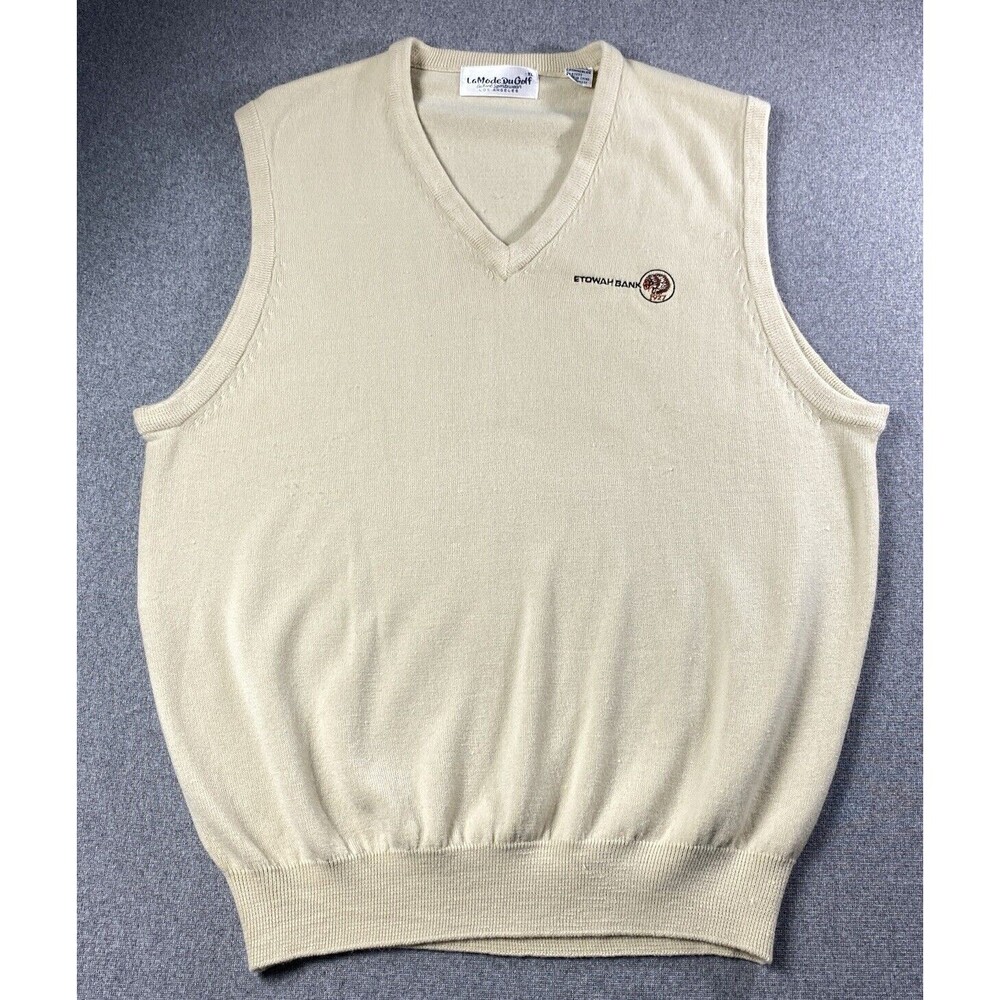 Vintage La Mode Du Golf Mens Sweater Vest Super Soft Size XL Cream Color